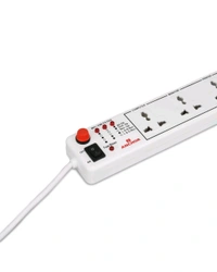 (DAAY) 4 way 6A International Socket with Single Switch 4 Socket Extension Boards (White, 1.5 m) - 1