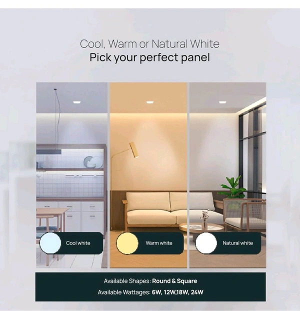 Panel Light :- LED Rimless Surface Panel Light- Moon Light 8 W Tow Years Guaranty  - WW, 8