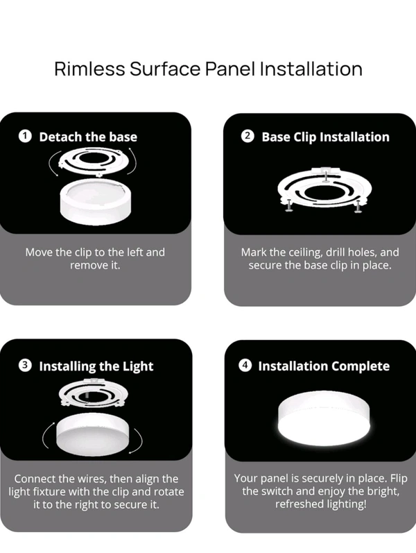 Panel Light :- LED Rimless Surface Panel Light- Moon Light 8 W Tow Years Guaranty  - WW, 8