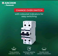 (XRYRF) Anchor by Panasonic 98084 UNO Series 63 Ampere Dual Pole Change Over Switch Circuit Breaker Safe Reliable Protection, - 63, 1