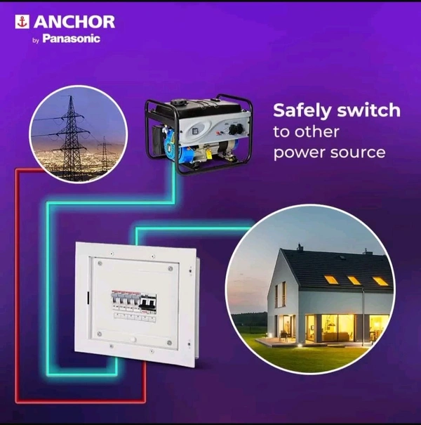 (VMYY) Anchor by Panasonic  UNO Series 40 Ampere Dual Pole Change Over Switch Circuit Breaker Safe Reliable Protection,  - 1, 40