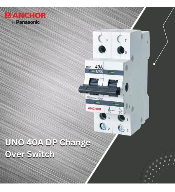 (VMYY) Anchor by Panasonic  UNO Series 40 Ampere Dual Pole Change Over Switch Circuit Breaker Safe Reliable Protection,  - 3, 40