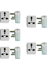 (GRSF) Conversion Model 3 Way Multi Socket(2 Pin And3 Pin) 3 Pin Top Plugs| PC 6A 240V| White Pack of 5 Pcs - 1, 6