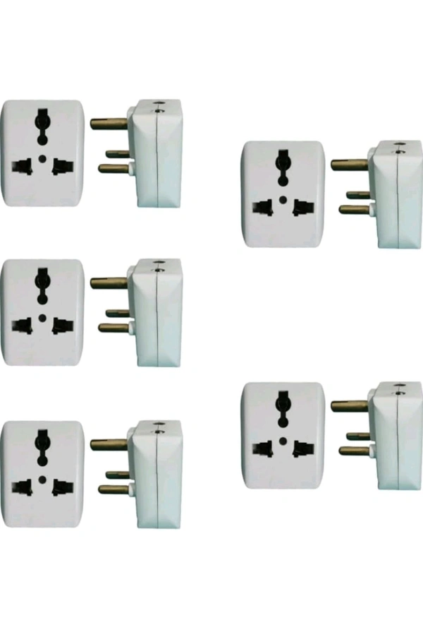 (GRSF) Conversion Model 3 Way Multi Socket(2 Pin And3 Pin) 3 Pin Top Plugs| PC 6A 240V| White Pack of 5 Pcs - 1, 6