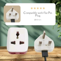 (IGF) Crystal 3 Pin Converter Travel Universal Multiplug, Worldwide Adapter Wall Plug for 2 Pin 3 Pin Socket Connector - 10A 240V Three Pin Plug (White, Orange) - 1, 6