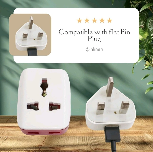 (IGF) Crystal 3 Pin Converter Travel Universal Multiplug, Worldwide Adapter Wall Plug for 2 Pin 3 Pin Socket Connector - 10A 240V Three Pin Plug (White, Orange) - 1, 6