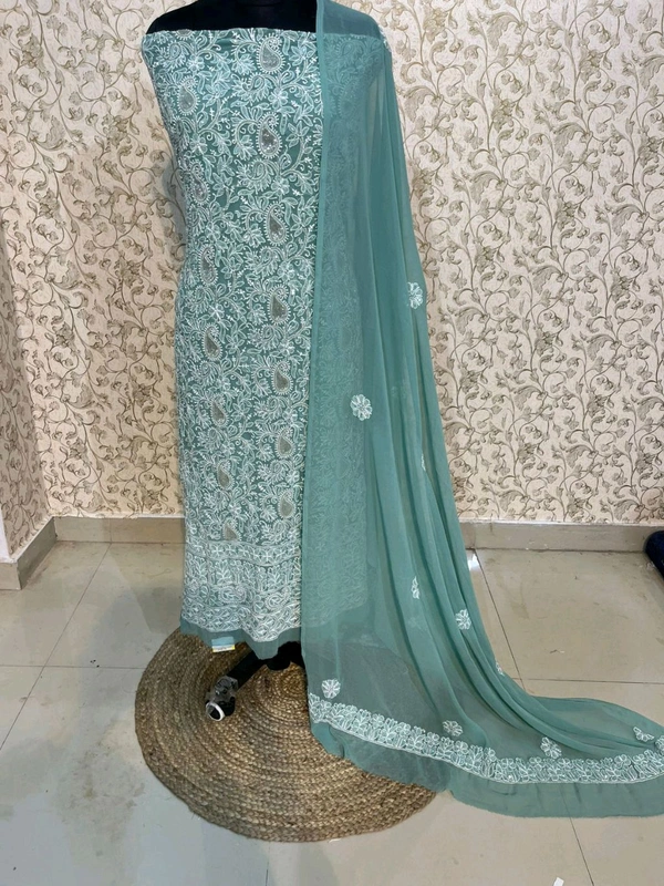 Chiffon Chikankari Unstitched Suit