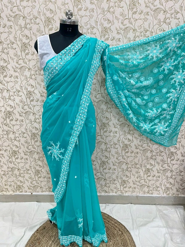 Chiffon Chikankari Saree
