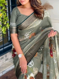 


FABRIC DETAILS :-
Simple yet elegant,
Make every moment special with our exclusive printed collection

Fabric-
Saree-Pure Delta moss

SIZE-
Saree-6.30 mtr with running Blouse
