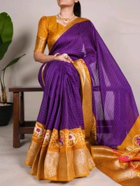 
Saree Fabric : Tasar Chex  
Saree Work : Patola Print With Weaving Work Border 
Saree Length : 5.5 meter 

*Blouse(Unstitched)*
Blouse Fabric : Tasar Chex  
Blouse Work : Weaving Work Border 
Blouse Length : 0.80 meter

