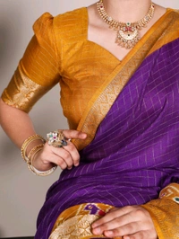 
Saree Fabric : Tasar Chex  
Saree Work : Patola Print With Weaving Work Border 
Saree Length : 5.5 meter 

*Blouse(Unstitched)*
Blouse Fabric : Tasar Chex  
Blouse Work : Weaving Work Border 
Blouse Length : 0.80 meter

