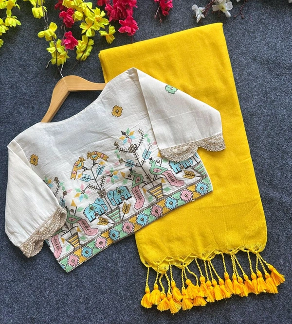 Fabric :-  Khadi cotton 

Blouse :- Pure Khadi Cotton  (size 38alterable upto 42)

 *Rate :-₹ 1275/-* - 38 To 42