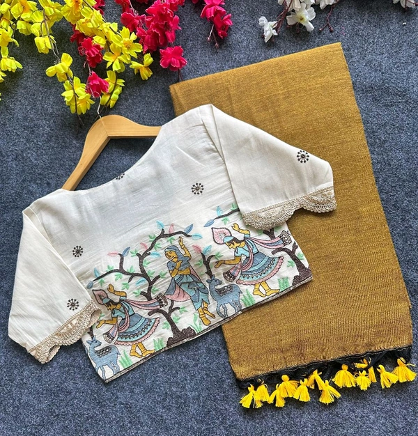 Fabric :-  Khadi cotton 

Blouse :- Pure Khadi Cotton  (size 38alterable upto 42)

 *Rate :-₹ 1275/-* - 38 To 42