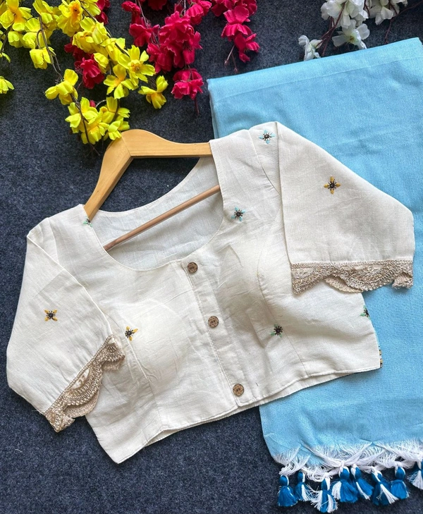 Fabric :-  Khadi cotton 

Blouse :- Pure Khadi Cotton  (size 38alterable upto 42)

 *Rate :-₹ 1275/-* - 38 To 42