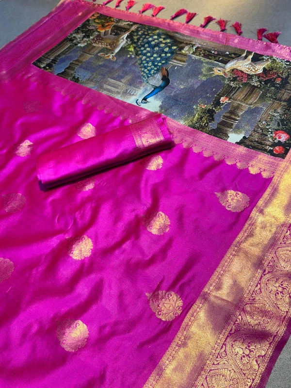BIGGER RICH 3D WEAVING PALLU KATAN SILK ZARI SAREE*

RICH ZARI KATAN SILK ZARI WEAVING SAREE  TUSSLE 

