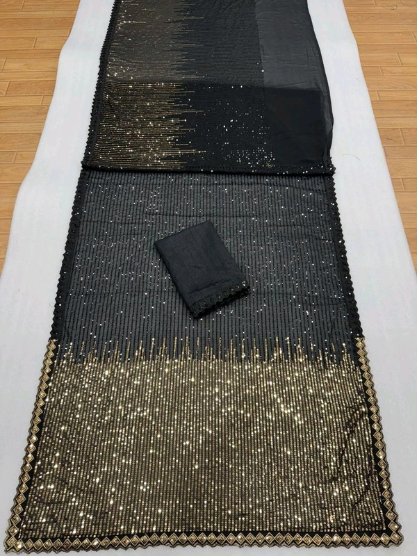 *New Bollywood BlockBuster SEQUINS Design Launching*

Fabric Details
Full Saree Of Heavy quality 60 gram Georgette
Heavy Dual Sequins 3MM & 5MM EMBRODERY Sequins Work In Saree
BEAUTIFUL 5MM LACE BORDER IN SAREE
4.4 MTR WORK DONE IN SAREE
BLOUSE-SILK*
Premium Quality*