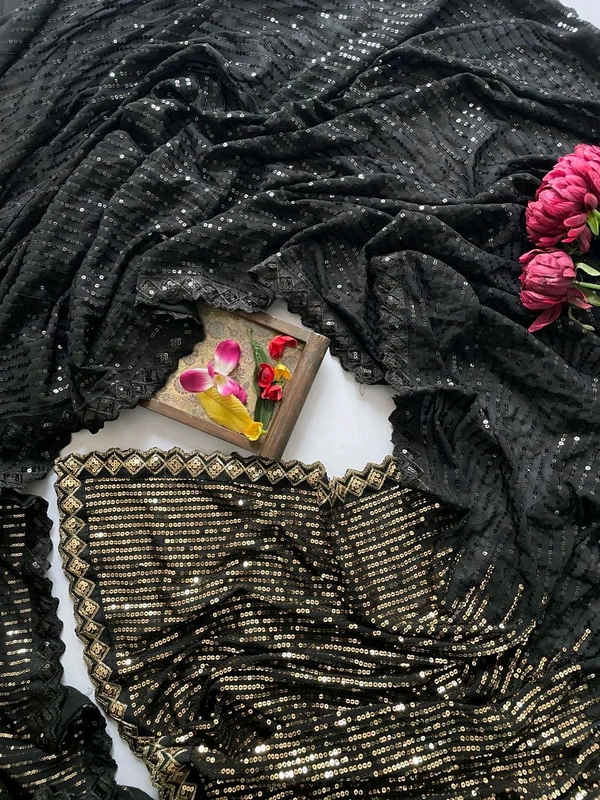 *New Bollywood BlockBuster SEQUINS Design Launching*

Fabric Details
Full Saree Of Heavy quality 60 gram Georgette
Heavy Dual Sequins 3MM & 5MM EMBRODERY Sequins Work In Saree
BEAUTIFUL 5MM LACE BORDER IN SAREE
4.4 MTR WORK DONE IN SAREE
BLOUSE-SILK*
Premium Quality*