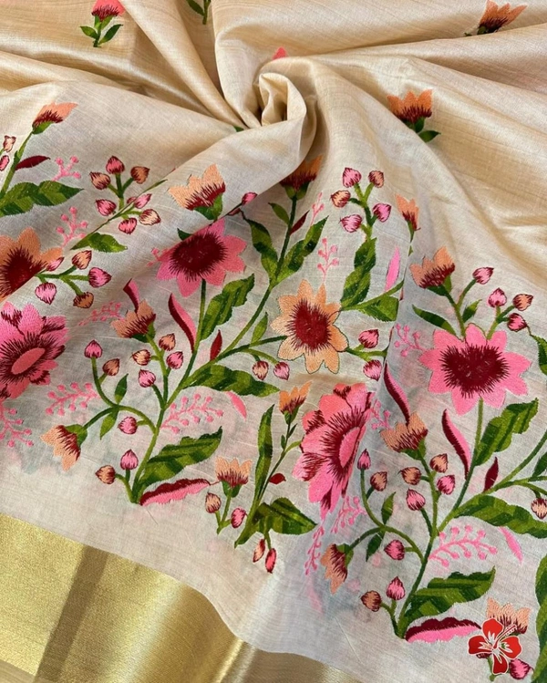 ✨ Elegant Floral Embroidered Saree 