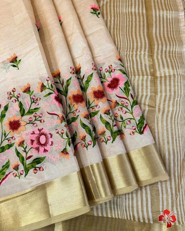 ✨ Elegant Floral Embroidered Saree 