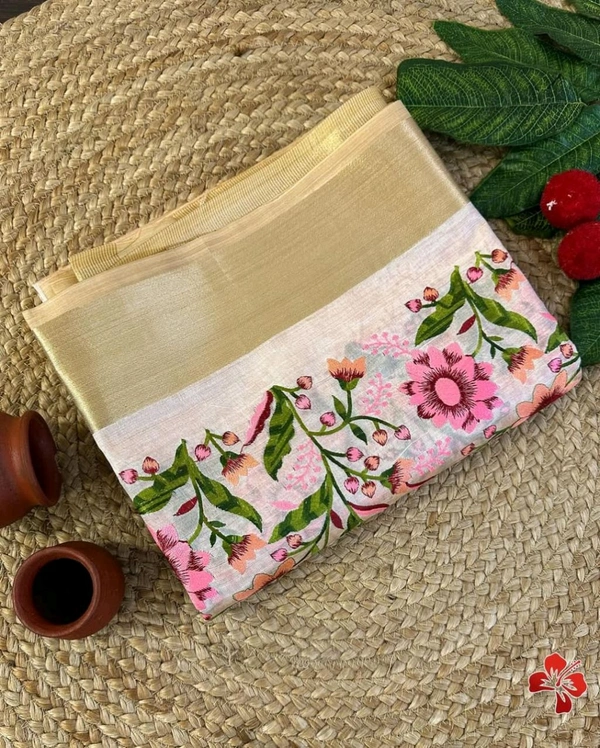 ✨ Elegant Floral Embroidered Saree 