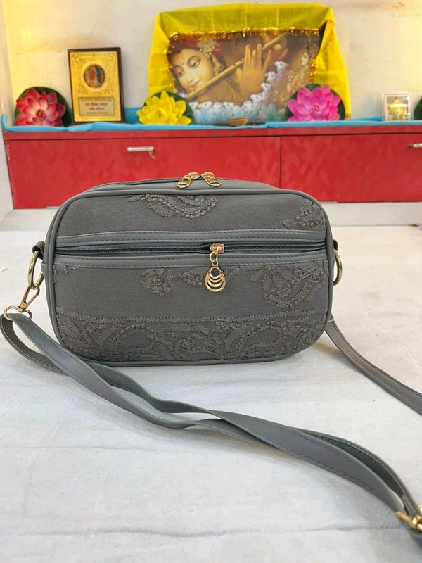 Women Crossbag Chikankari  - Gray