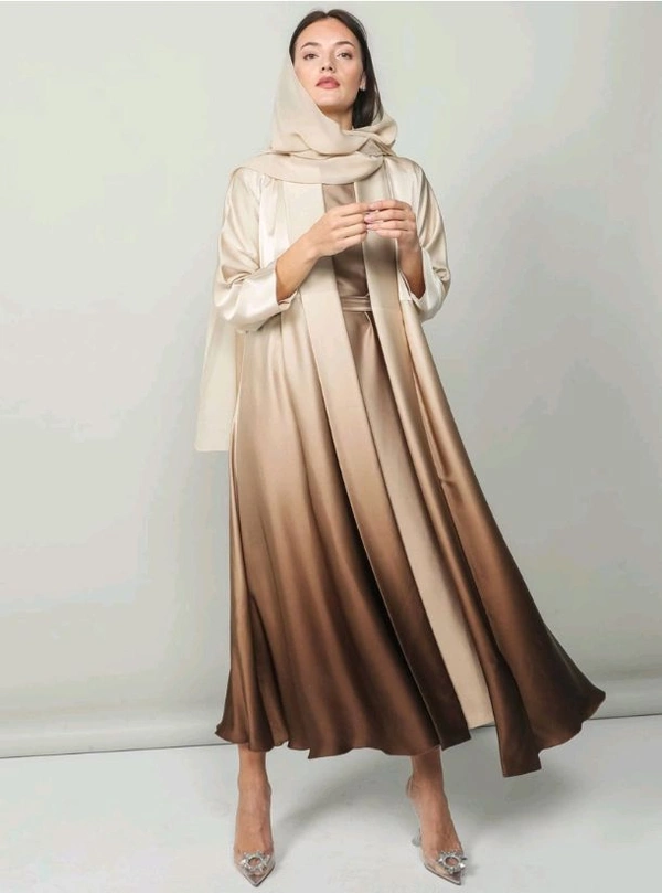 Luxe Abaya Korean Nida Fabric Abaya Shaded Abaya (Imported) - 54