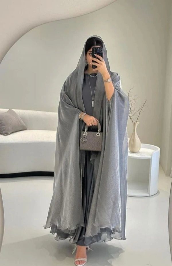 Queen Abaya Tissue Fabric Farasha Abaya (Imported) - Navy Blue, 58