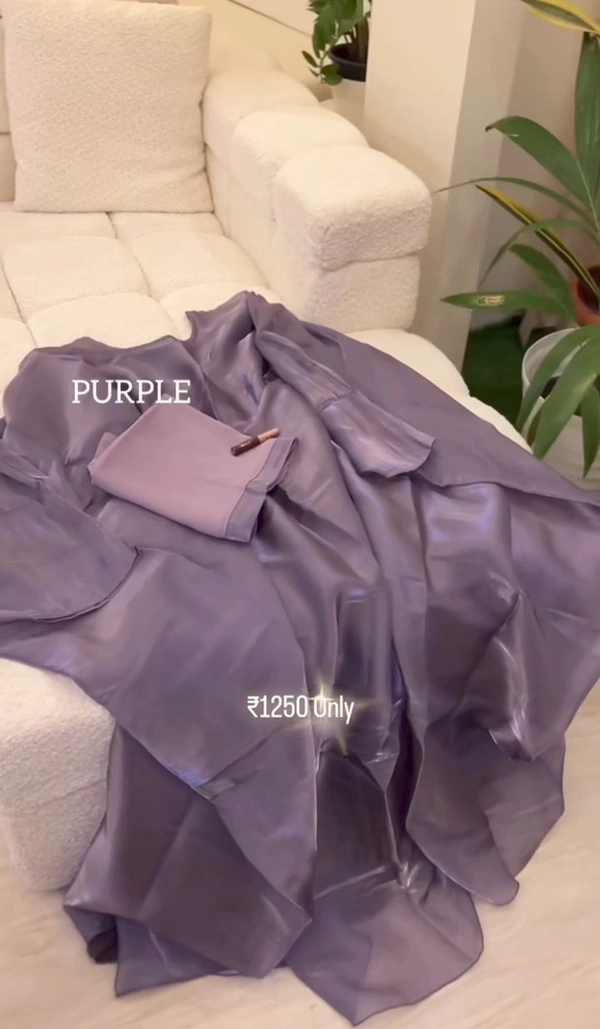 Queen Abaya Tissue Fabric Farasha Abaya (Imported) (Limited Edition) (Purple) - 58