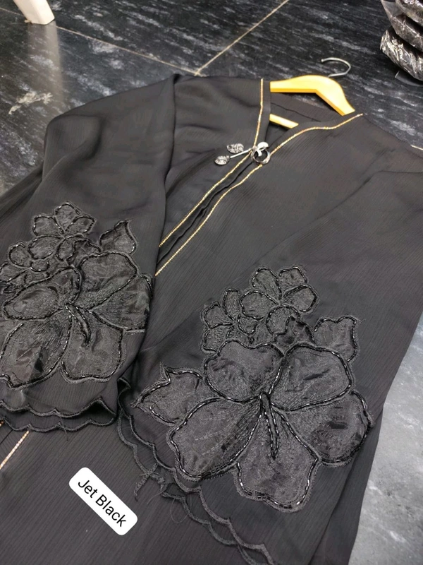 Al Zahra Abaya Handwork Abaya Imported Zoom Fabric (Black) - 56