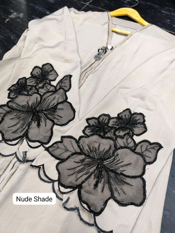 Al Zahra Abaya Handwork Abaya Imported Zoom Fabric (Nude Shade) - 54