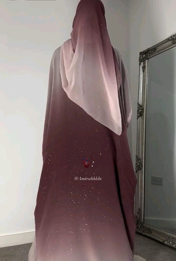 Sparkle Glitter Abaya 2pc Abaya Imported Nida Fabric Abaya Shaded Abaya (Imported) (Pink) - 54