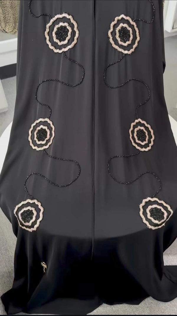 Al Fiza Abaya Handwork Abaya Korean Nida Fabric Abaya (Imported) - 54