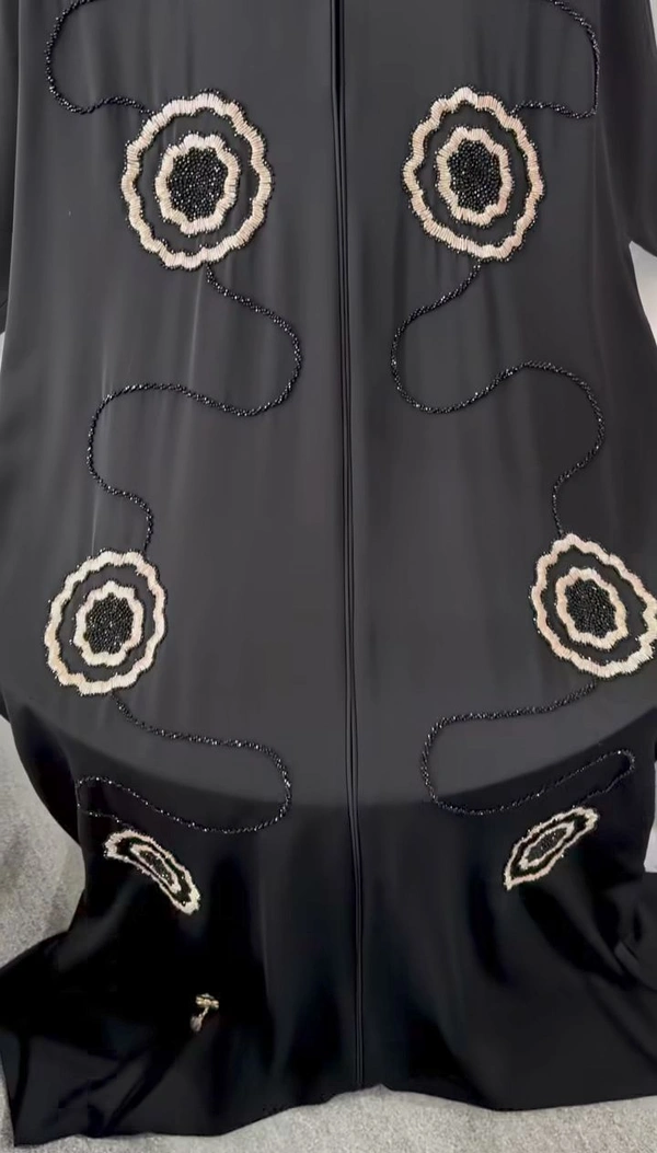 Al Fiza Abaya Handwork Abaya Korean Nida Fabric Abaya (Imported) - 54