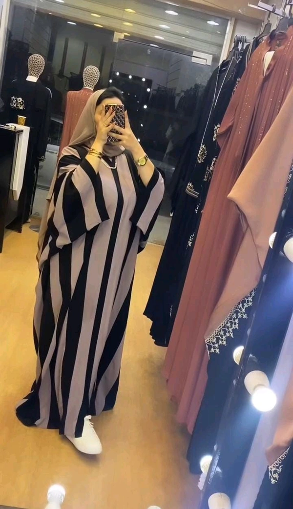 Yazia Abaya Stripes Print Kaftan Abaya (Imported) - 58