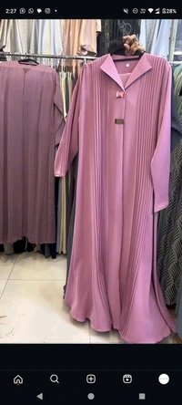 Majnoon Dubai Coat Abaya Plain Front Open Abaya Pintex Abaya Korean Prada Fabric Abaya (Imported) - Pink, 58