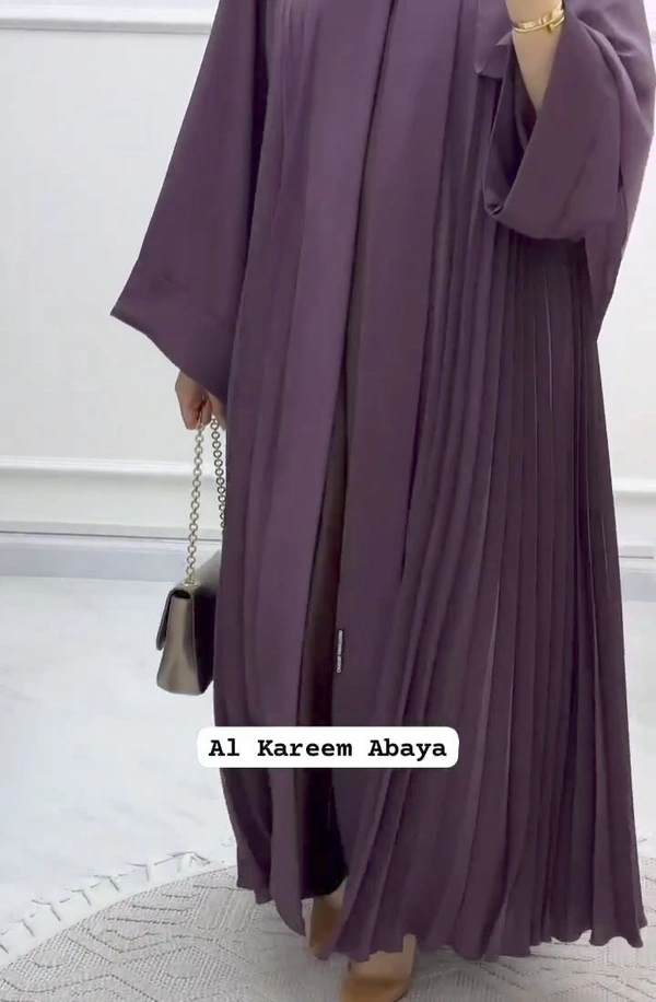 Al Kareem Pleated Abaya Imported Dubai Abaya Korean Prada Fabric (Imported) - Coffee, 52