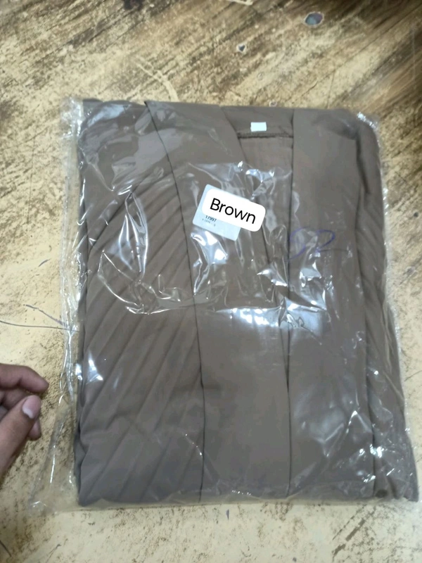 Al Kareem Pleated Abaya Imported Dubai Abaya Korean Prada Fabric (Imported) - Mocha Brown, 58