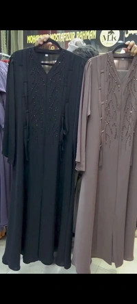 Al Aziza Turkey Abaya Handwork Abaya (Imported Prada Fabric) (Korean) - Grey, 56