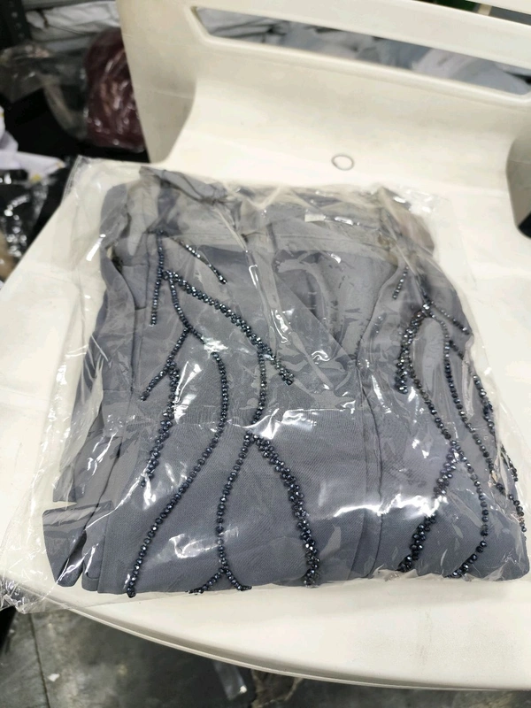 Al Aziza Turkey Abaya Handwork Abaya (Imported Prada Fabric) (Korean) - Grey, 56