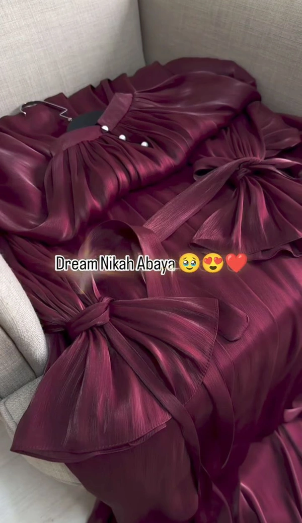 Dream Nikah Abaya Korean Organza Fabric Abaya 2 pc Abaya (Maroon) - 52