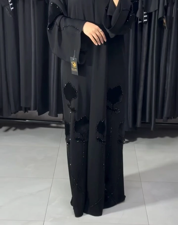 Al Marwah Abaya Handwork Abaya Korean Nida Fabric Abaya (Imported) - 60