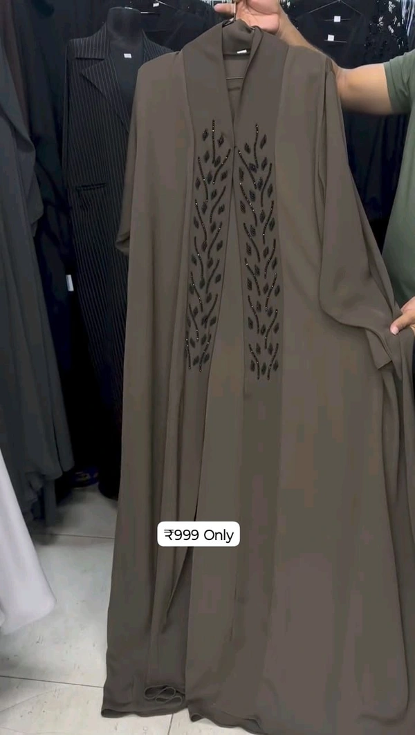 Al Amanah Abaya Imported Abaya Dubai Abaya (Korean Prada)  - Grey, 54