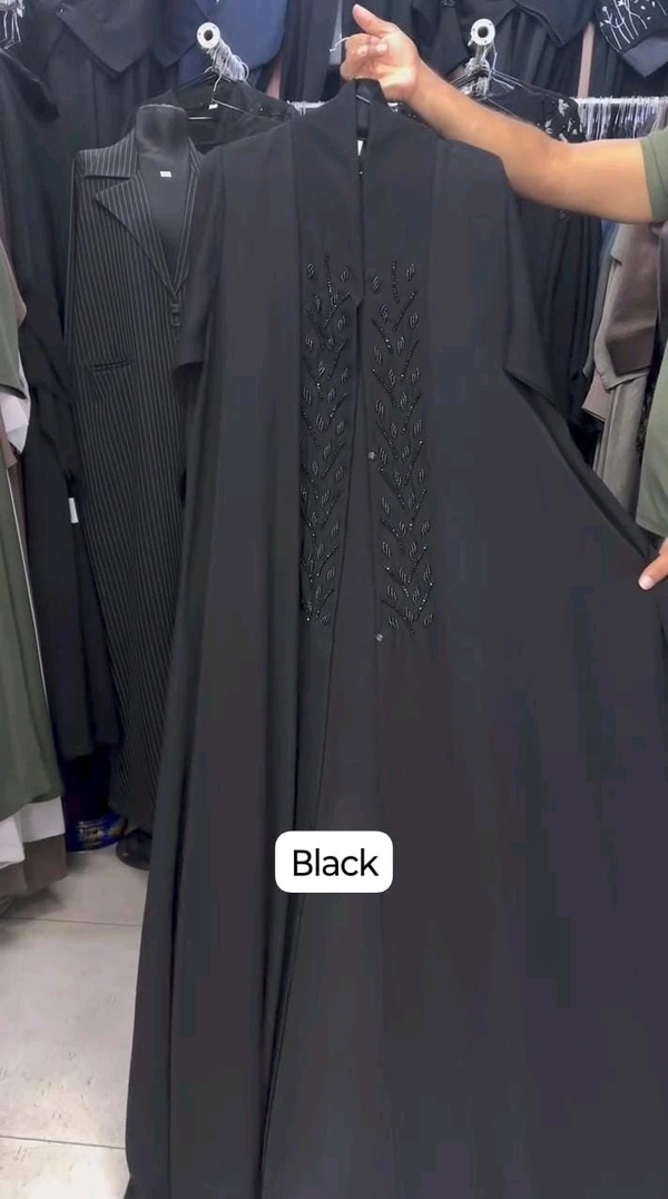 Al Amanah Abaya Imported Abaya Dubai Abaya (Korean Prada)  - Grey, 54