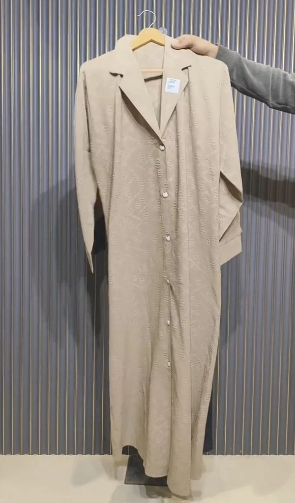 Al Arab Coat Abaya imported Self Design Fabric Abaya (Imported) - Brown, 54