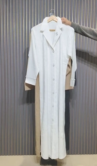 Al Arab Coat Abaya imported Self Design Fabric Abaya (Imported) - White, 56