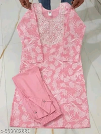 Woman Kurti Set Girl Kurti Pink kurti pant 
Name: Pink kurti pant 
Kurta Fabric: Khadi Cotton
Bottomwear Fabric: Khadi Cotton
Sleeve Length: Three-Quarter Sleeves
Set Type: Kurta With Bottomwear
Bottom Type: Pants
Pattern: Solid
Net Quantity (N): Single
 - S