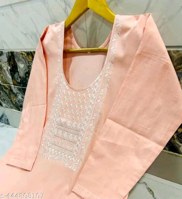 Women kurti set
Name: Women kurti set
Kurta Fabric: Cotton
Bottomwear Fabric: Cotton
Sleeve Length: Three-Quarter Sleeves
Set Type: Kurta With Dupatta And Bottomwear
Bottom Type: Pants
Pattern: Embroidered
Net Quantity (N): Single
Sizes:
 - Perano, S