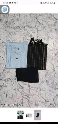 Eoman Kurti Pant Set COTTON KURTI SET
Name: COTTON KURTI SET
Kurta Fabric: Cotton
Bottomwear Fabric: Cotton
Sleeve Length: Three-Quarter Sleeves
Set Type: Kurta With Dupatta And Bottomwear
Bottom Type: Pants
Pattern: Striped
Net Quantity (N): Single
Sizes:
 - L