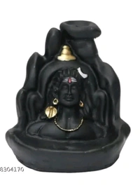 Shankara Backflow Cone Incense Holder | Shiv Decorative Showpiece with 151 Free Fragrance Smoke Backflow Incense Cone - 8, Black