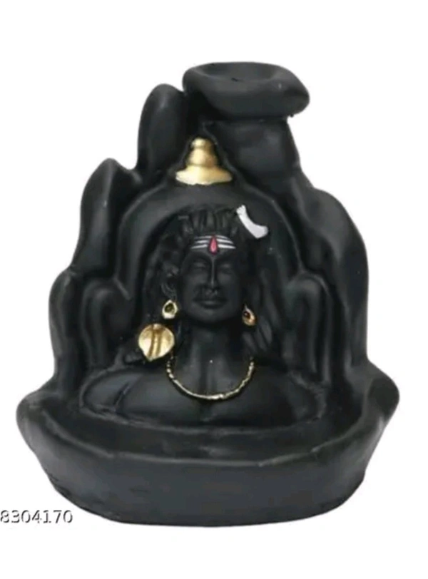 Shankara Backflow Cone Incense Holder | Shiv Decorative Showpiece with 151 Free Fragrance Smoke Backflow Incense Cone - 8, Black